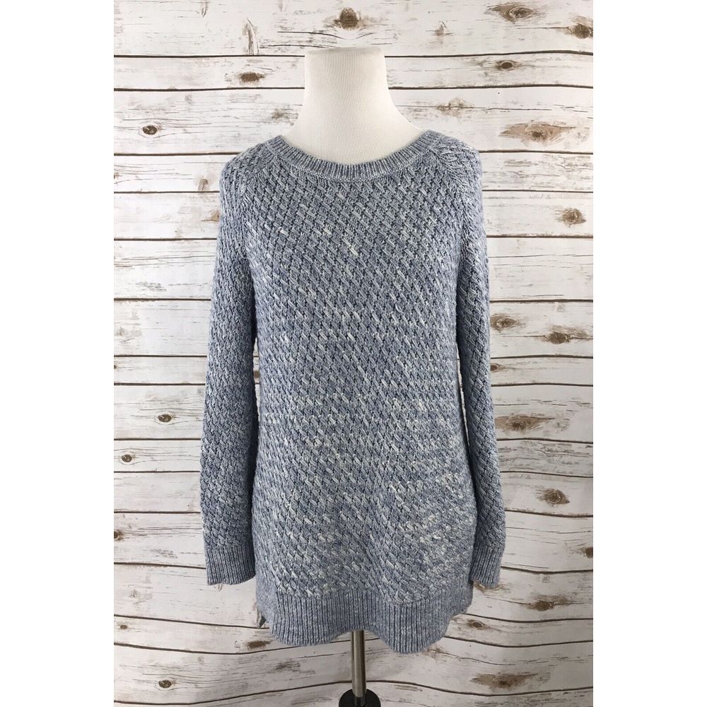 Lou & Grey Women's M Long Sleeve Loose Knit Marled Sweater Baby Blue‎